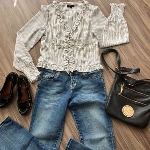 NWOT Wishlist Apparel Polka Dot Blouse - sz M